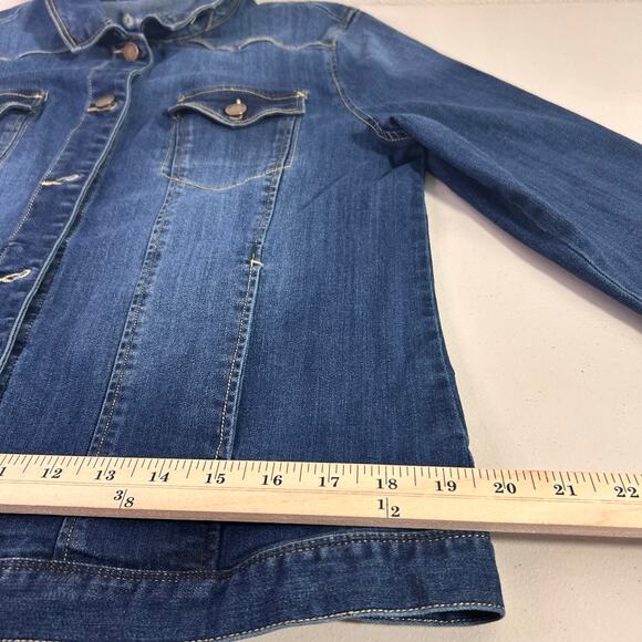 Democracy Denim Jean Jacket Blue Medium Wash Size Large Casual Western Travel - Picture 7 of 11